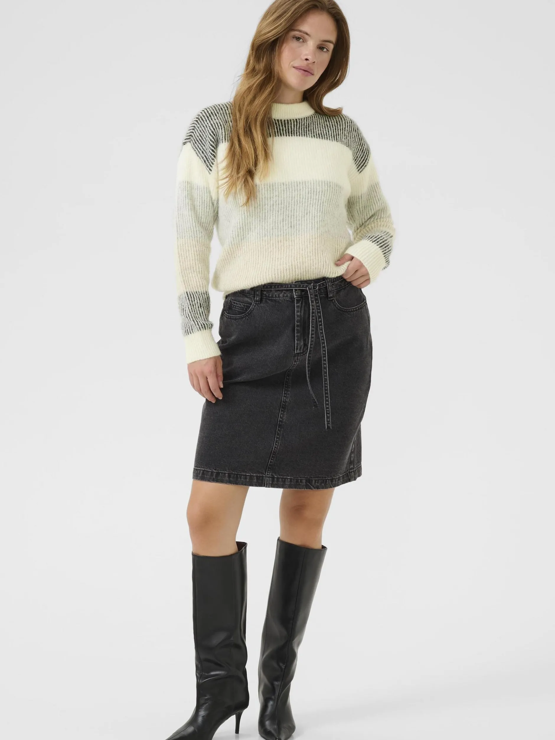 Kaffe Damen Strickpullover KAneve in weiß