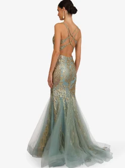 Kraimod Damen Abendkleid in türkis gold - Länge: lang