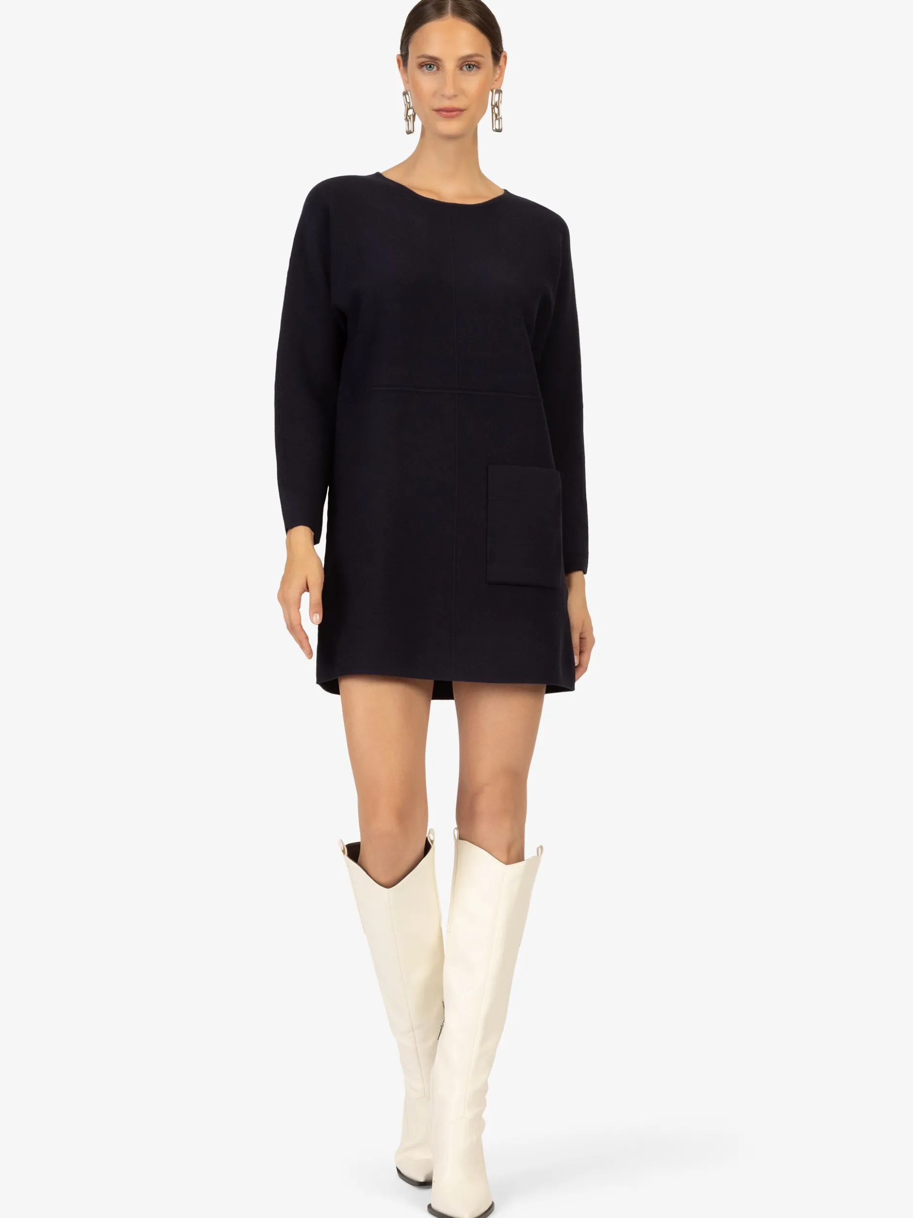 Kraimod Damen Strickkleid in marine - Ausschnitt: U-Boot