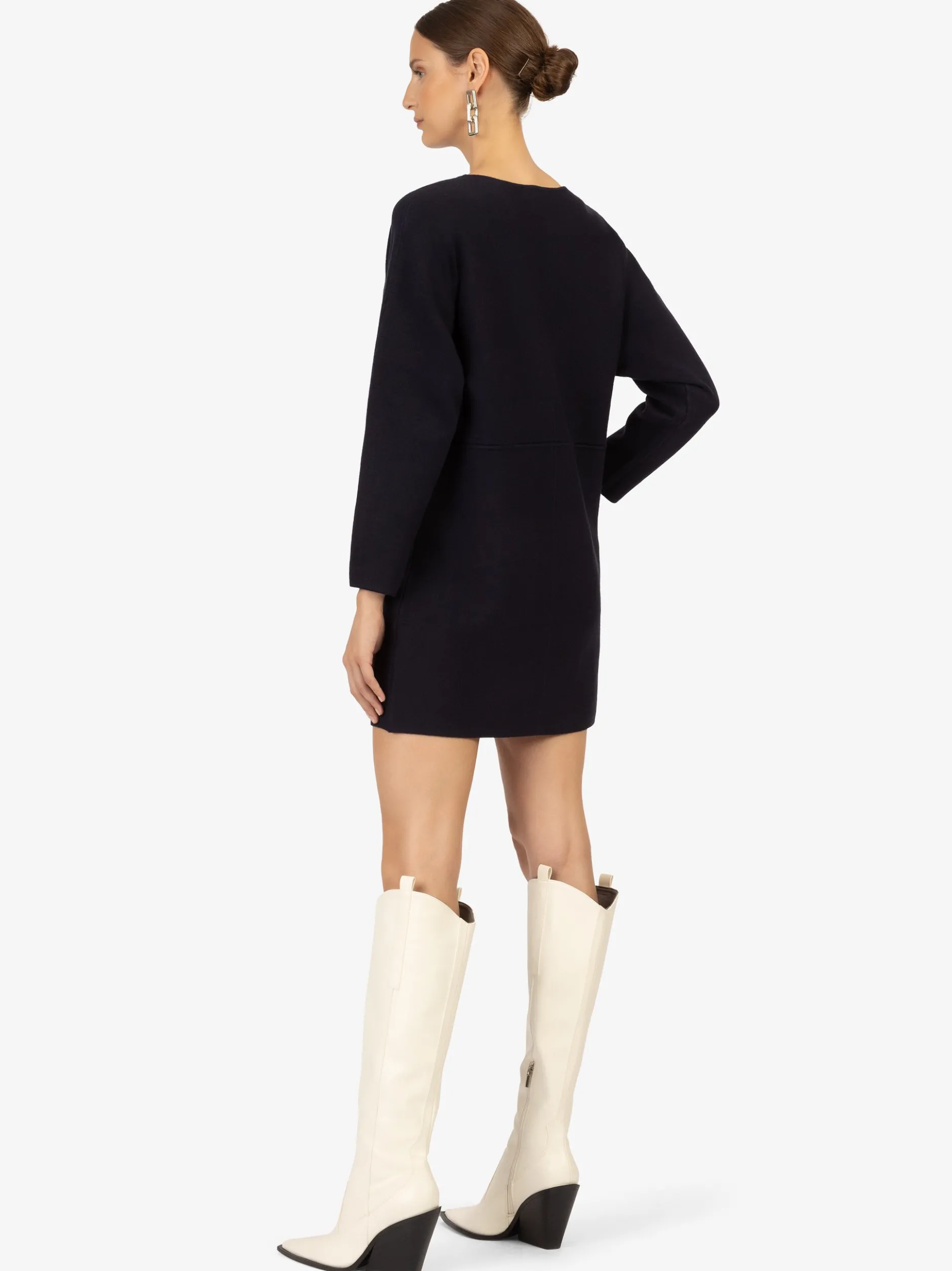 Kraimod Damen Strickkleid in marine - Ausschnitt: U-Boot