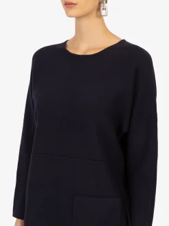 Kraimod Damen Strickkleid in marine - Ausschnitt: U-Boot
