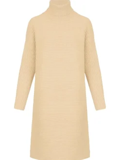 Kraimod Damen Strickkleid in beige - Ärmel: langarm