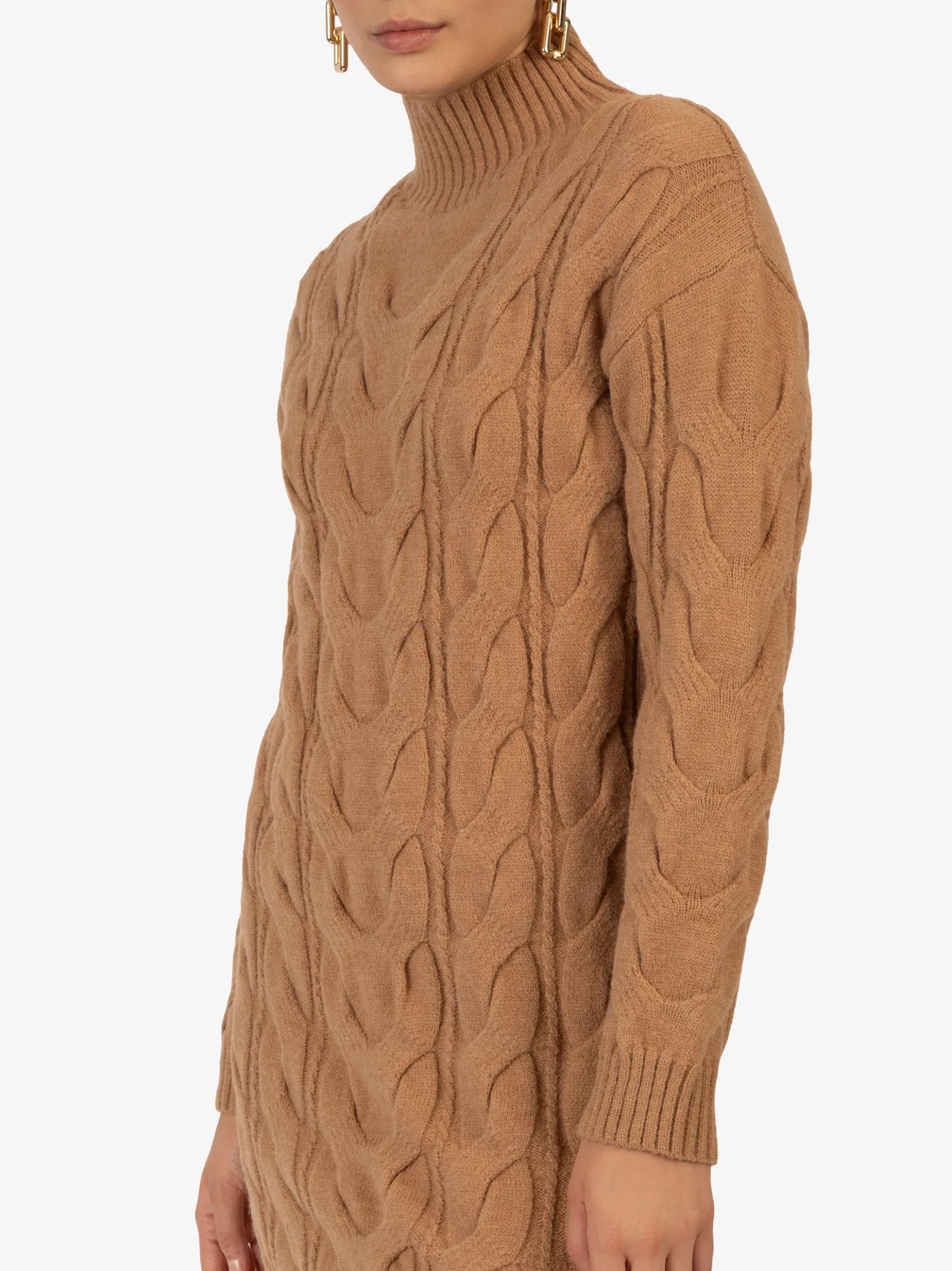 Kraimod Damen Strickkleid in camel - Ärmel: langarm