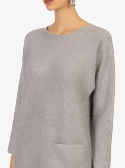 Kraimod Damen Strickkleid in grau - Ausschnitt: U-Boot