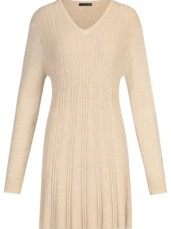 Kraimod Damen Strickkleid in beige - Ärmel: langarm