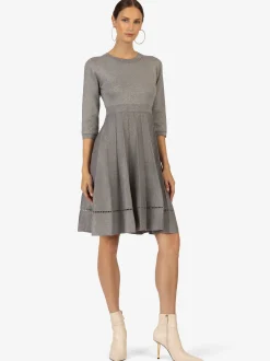 Kraimod Damen Strickkleid in grau - Ausschnitt: U-Boot