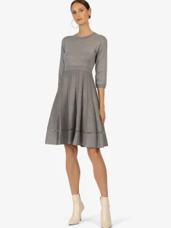 Kraimod Damen Strickkleid in grau - Ausschnitt: U-Boot