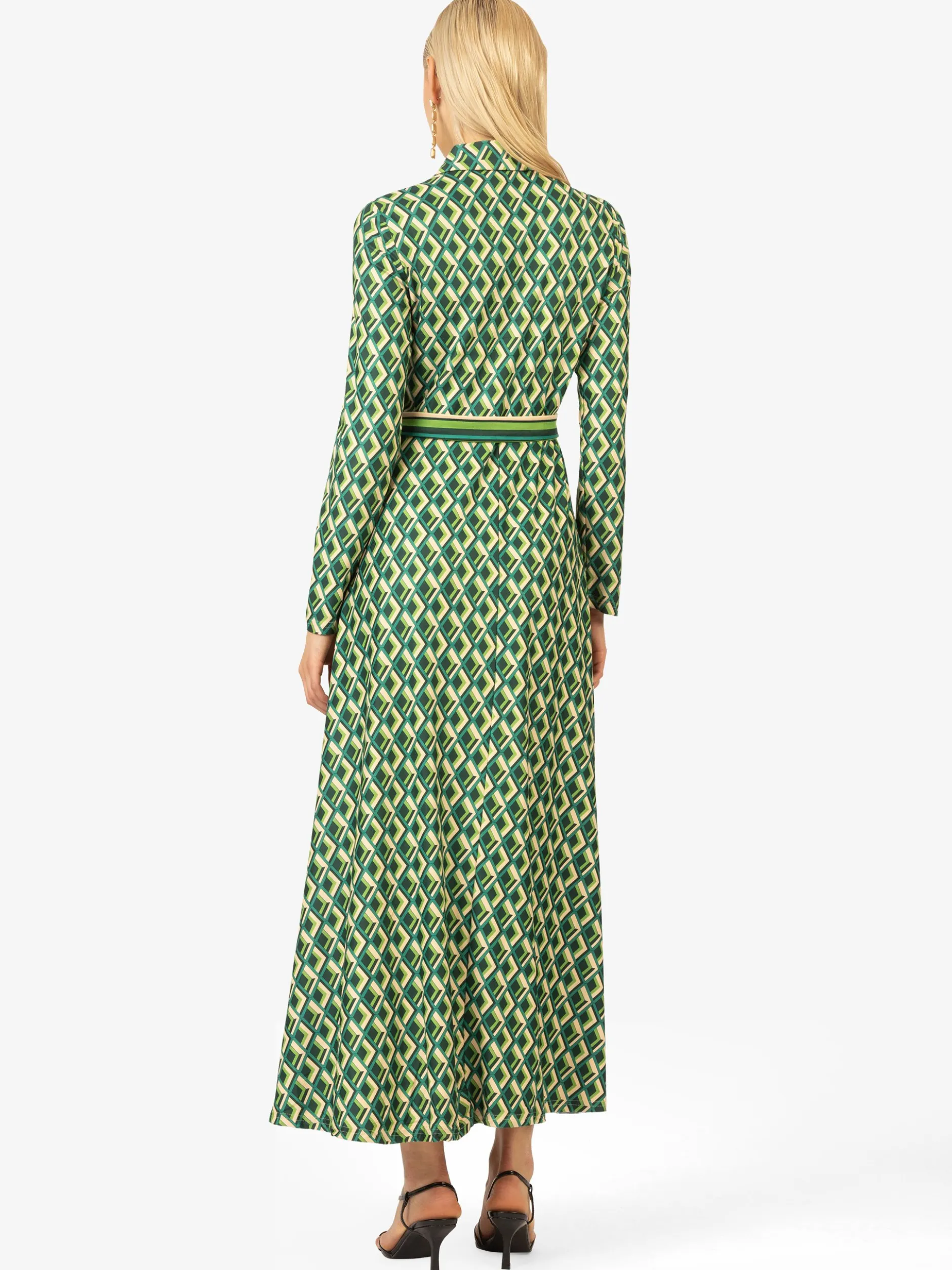 Kraimod Damen Tageskleid in grün beige - Länge: lang