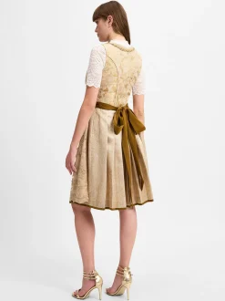 Krüger Dirndl Damen Dirndl in gold - Ausschnitt: Karree