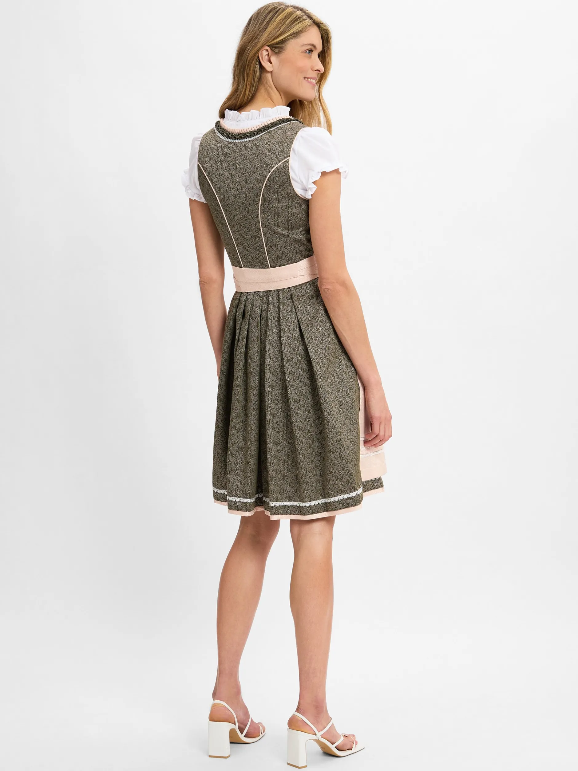 Krüger Dirndl Damen Dirndl in oliv - Ärmel: ohne Arm