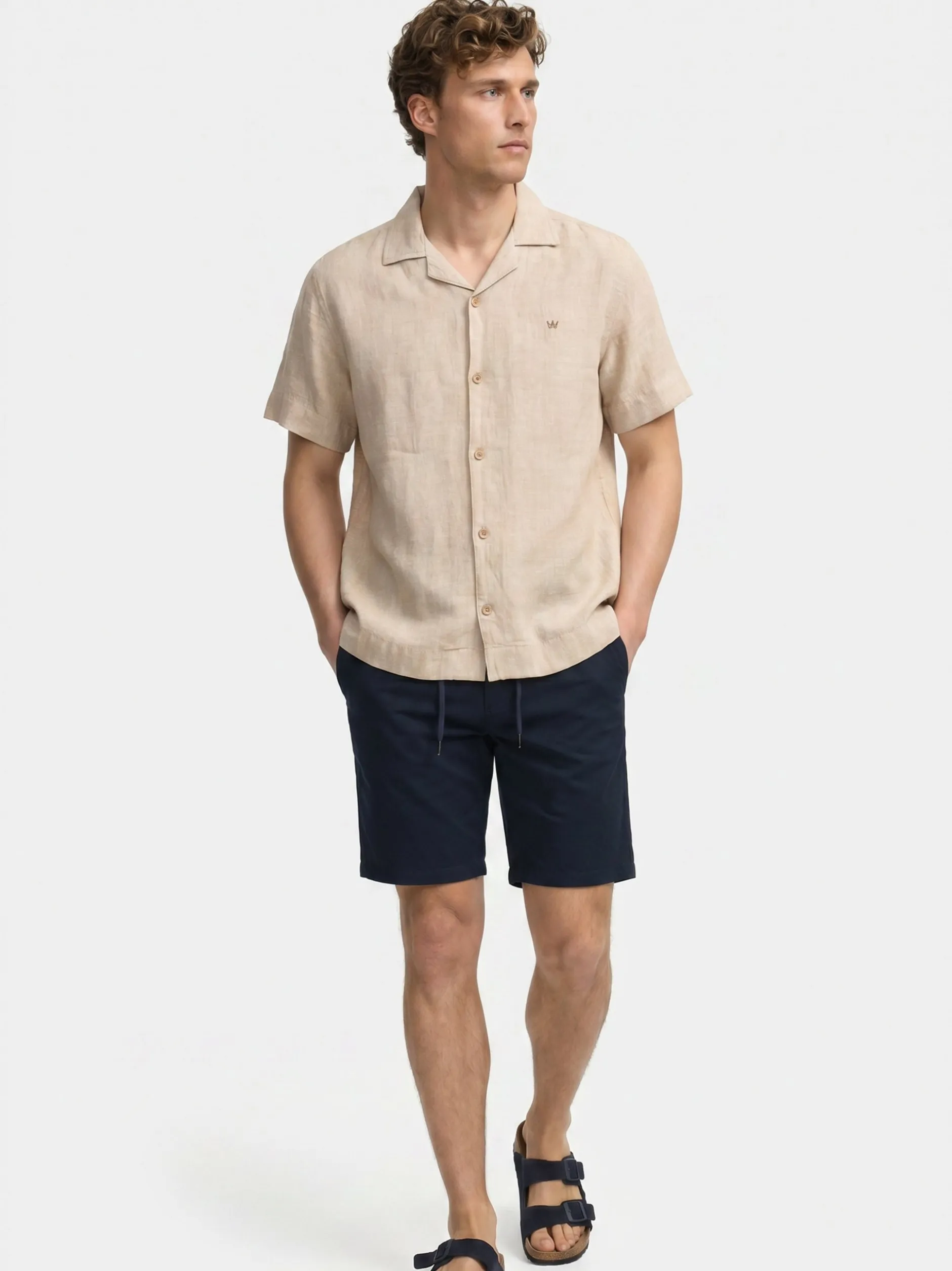 Kronstadt Herren Hemd Kurzarm - KSAyers in sand beige