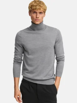 Kronstadt Herren Langarmshirt Rollkragen - KSJohannes merino roll neck knit in hellgrau