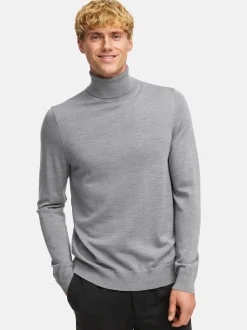 Kronstadt Herren Langarmshirt Rollkragen - KSJohannes merino roll neck knit in hellgrau