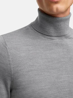 Kronstadt Herren Langarmshirt Rollkragen - KSJohannes merino roll neck knit in hellgrau