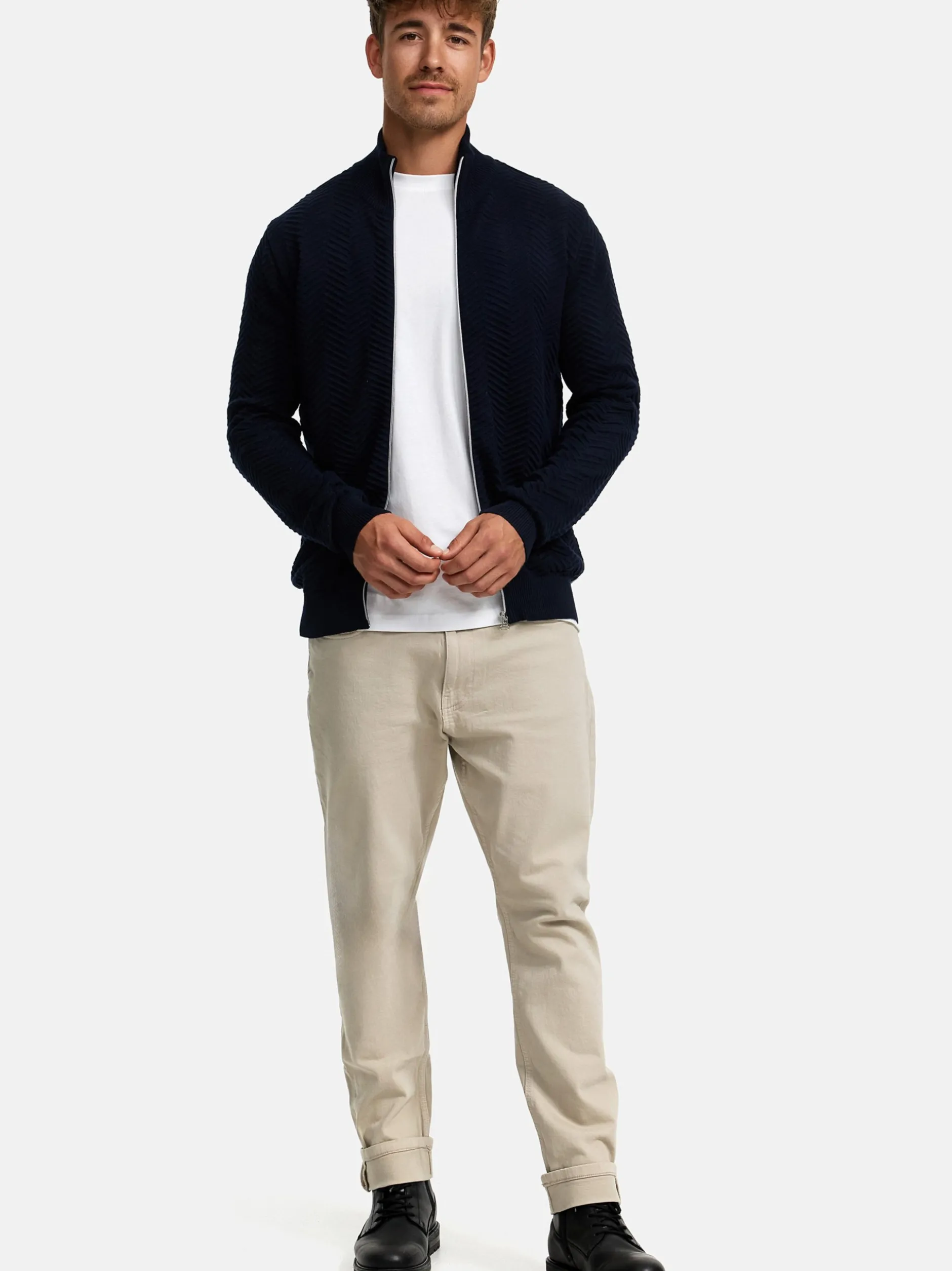 Kronstadt Herren Strickjacke - KSCarlo Zip in blau