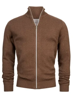 Kronstadt Herren Strickjacke - KSCarlo Zip in braun