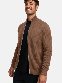 Kronstadt Herren Strickjacke - KSCarlo Zip in braun