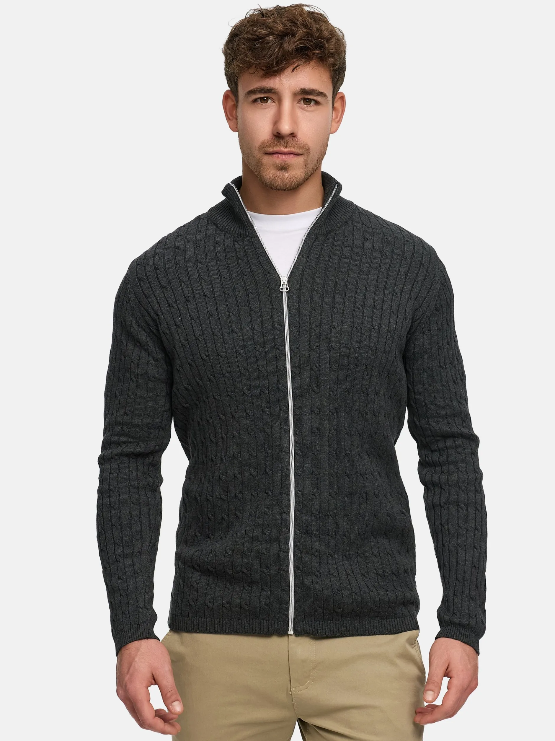 Kronstadt Herren Strickjacke - KSCable Zip in anthrazit
