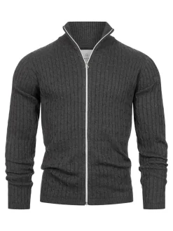 Kronstadt Herren Strickjacke - KSCable Zip in anthrazit