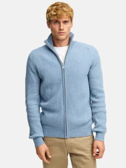 Kronstadt Herren Strickjacke - KSDorsey zip cardigan knit in hellblau blau