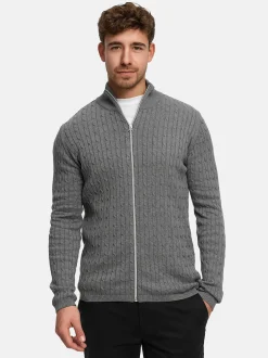 Kronstadt Herren Strickjacke - KSCable Zip in hellgrau