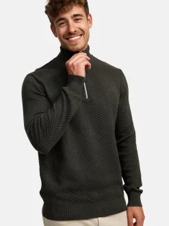 Kronstadt Herren Strickpullover - KSCarlo Half-Zip in khaki