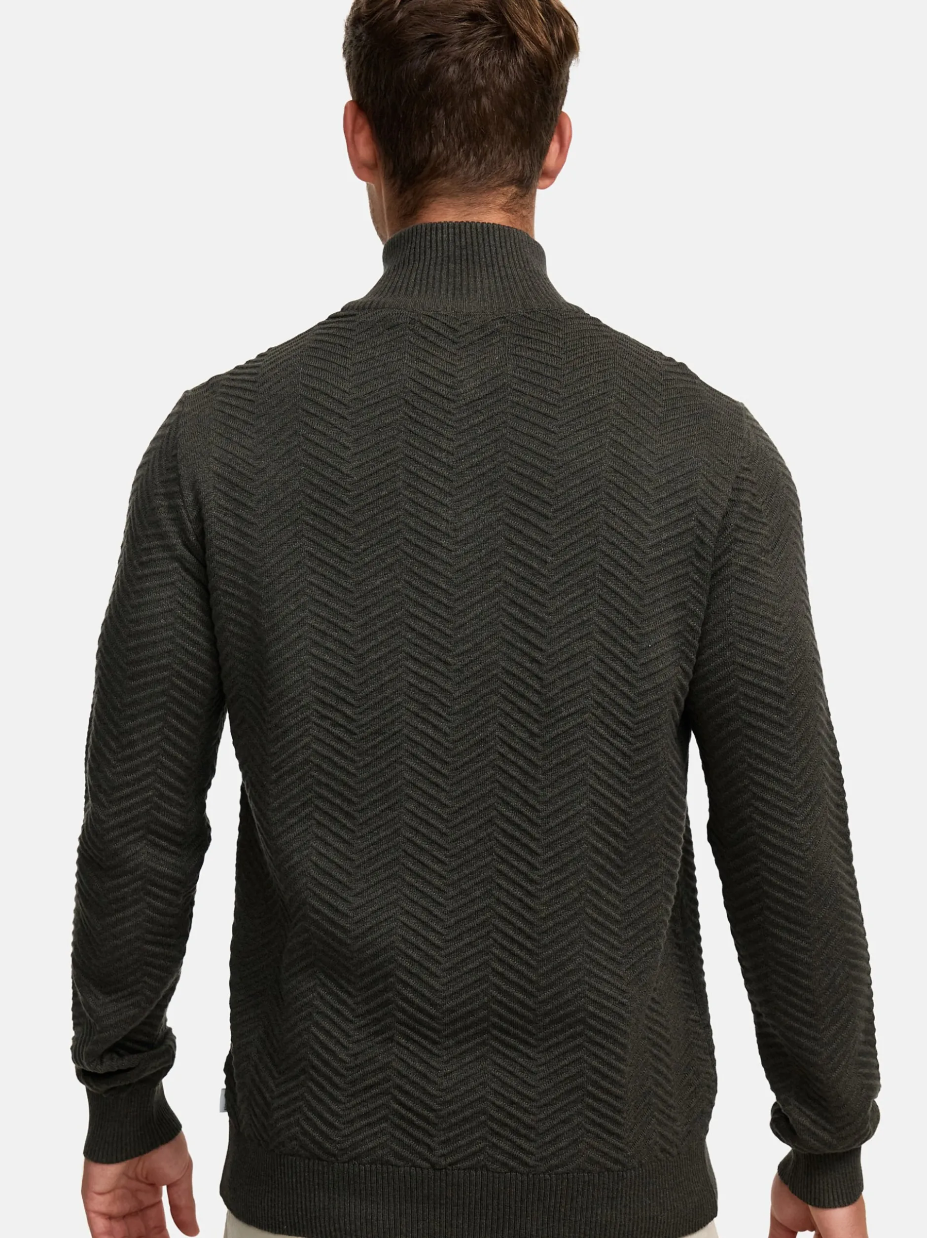 Kronstadt Herren Strickpullover - KSCarlo Half-Zip in khaki