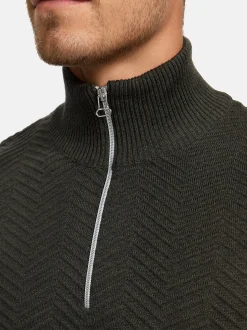 Kronstadt Herren Strickpullover - KSCarlo Half-Zip in khaki