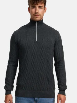 Kronstadt Herren Strickpullover - KSCarlo Half-Zip in anthrazit