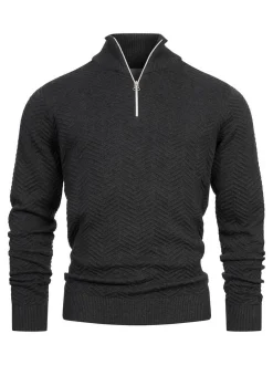 Kronstadt Herren Strickpullover - KSCarlo Half-Zip in anthrazit