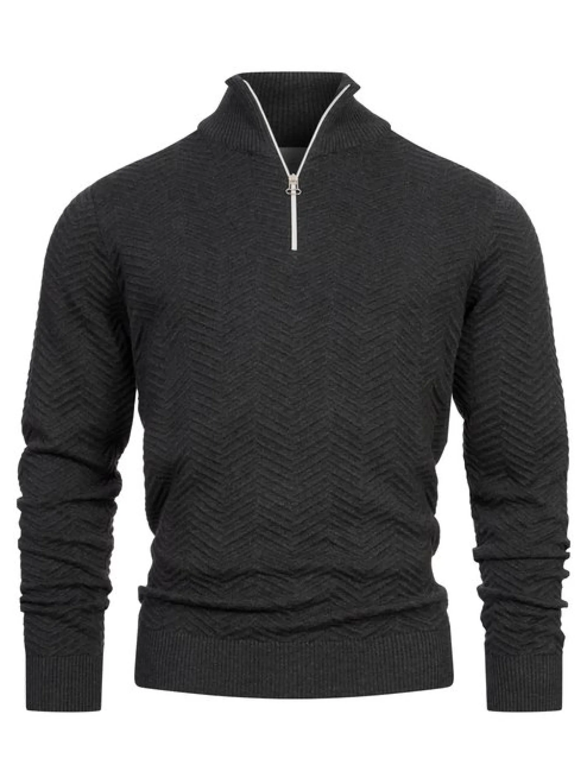 Kronstadt Herren Strickpullover - KSCarlo Half-Zip in anthrazit