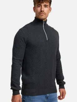 Kronstadt Herren Strickpullover - KSCarlo Half-Zip in anthrazit