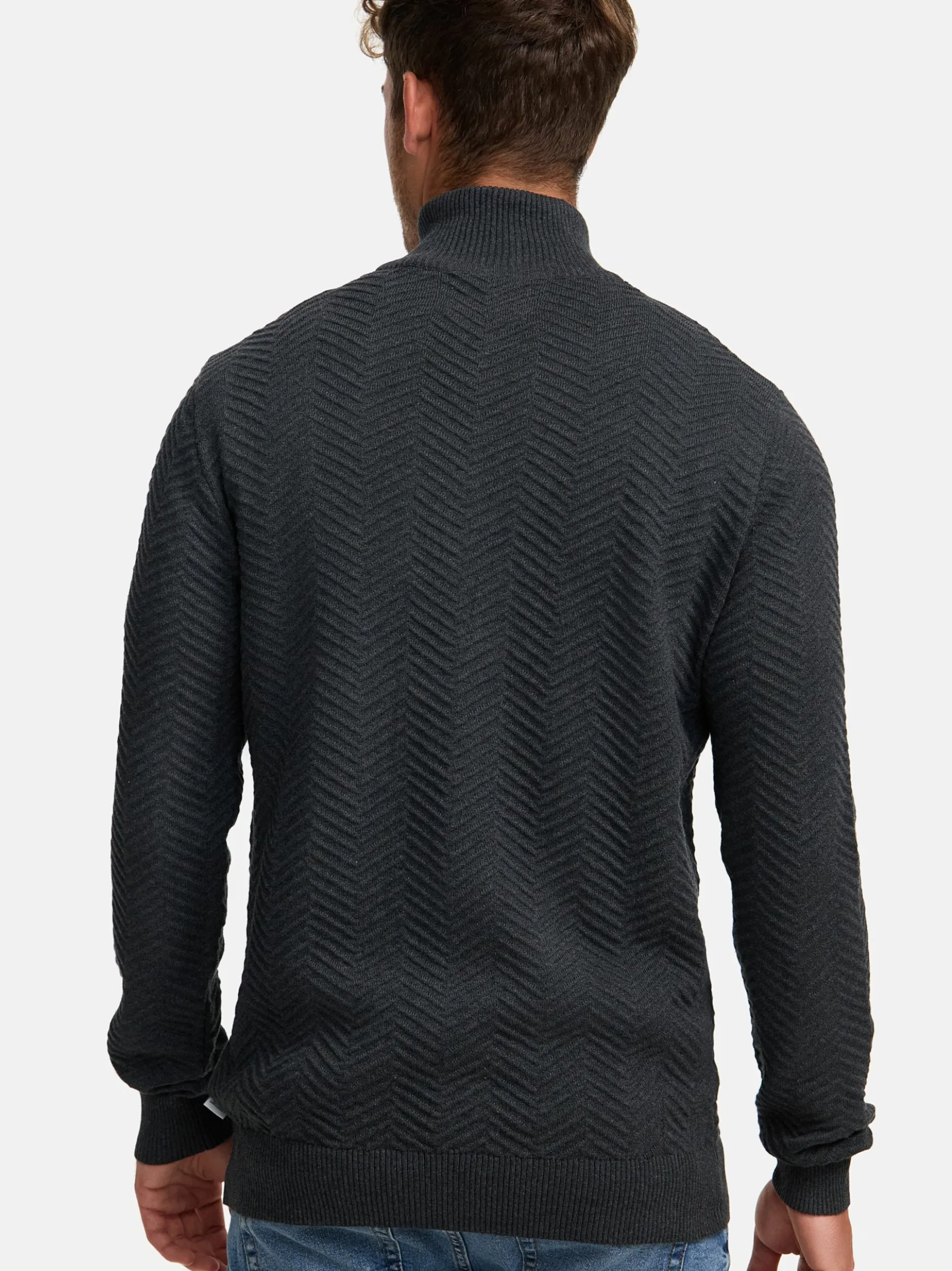 Kronstadt Herren Strickpullover - KSCarlo Half-Zip in anthrazit