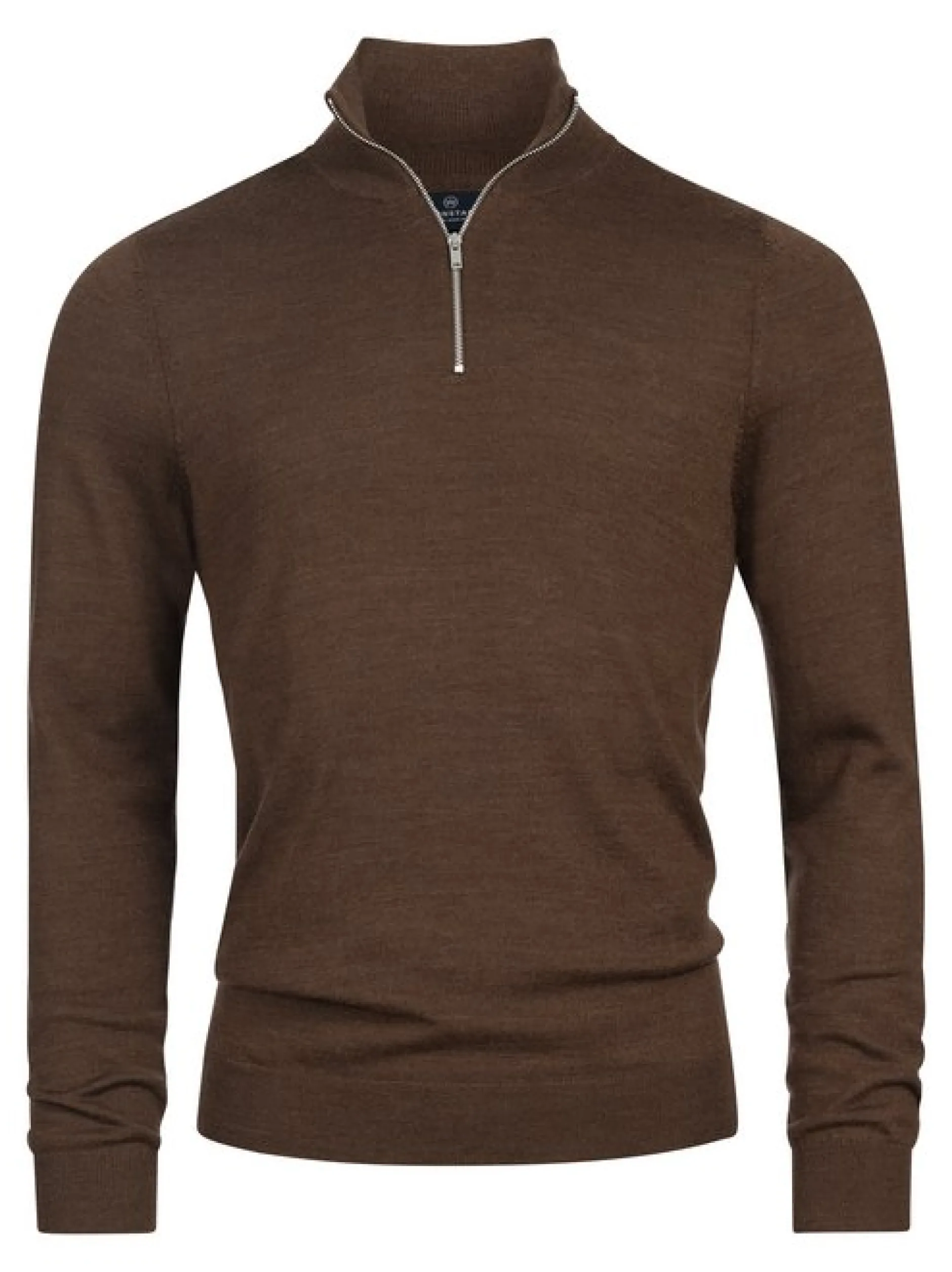 Kronstadt Herren Strickpullover - KSJohannes merino half zip knit in mehrfarbig braun
