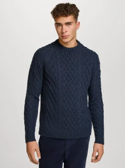Kronstadt Herren Strickpullover - KSWard crew neck knit in blau