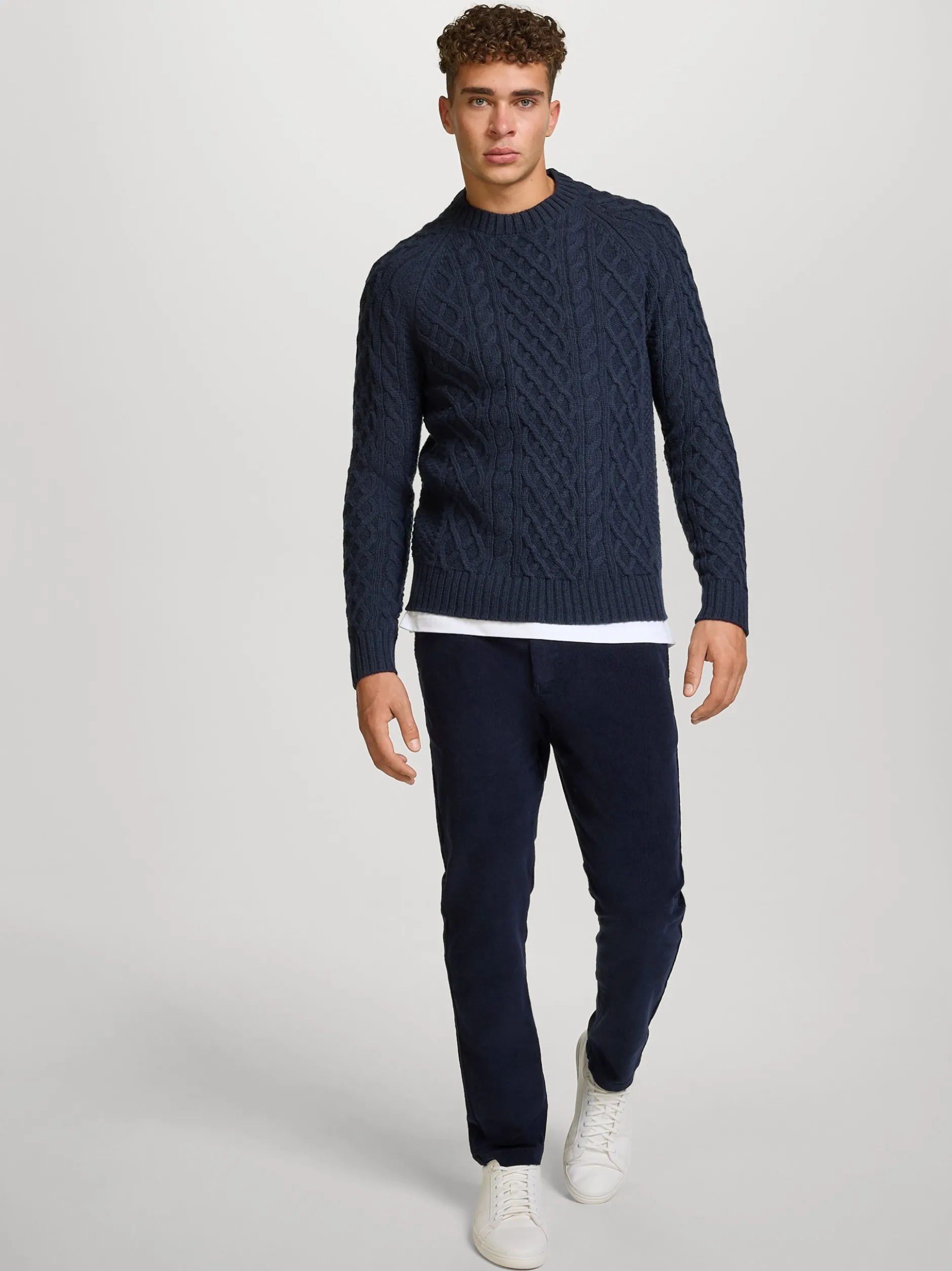 Kronstadt Herren Strickpullover - KSWard crew neck knit in blau