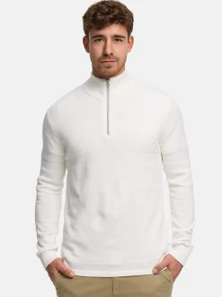 Kronstadt Herren Strickpullover - KSHannes Half-Zip in weiß