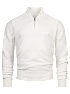 Kronstadt Herren Strickpullover - KSHannes Half-Zip in weiß
