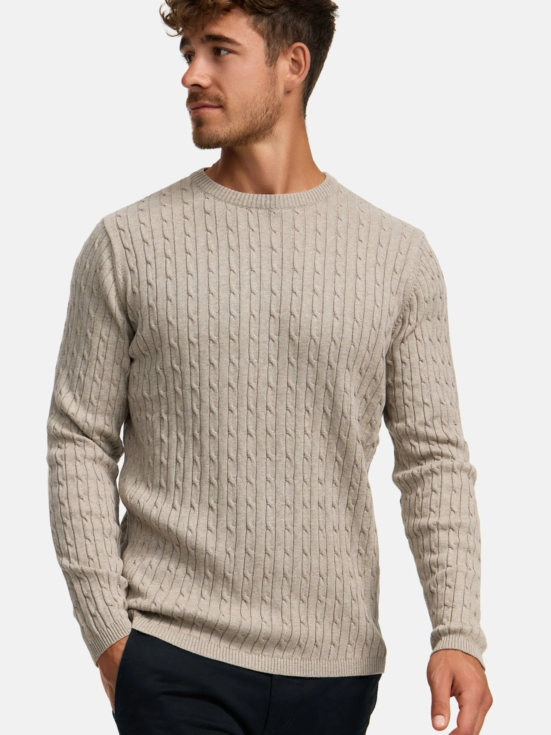 Kronstadt Herren Strickpullover - KSCable in beige