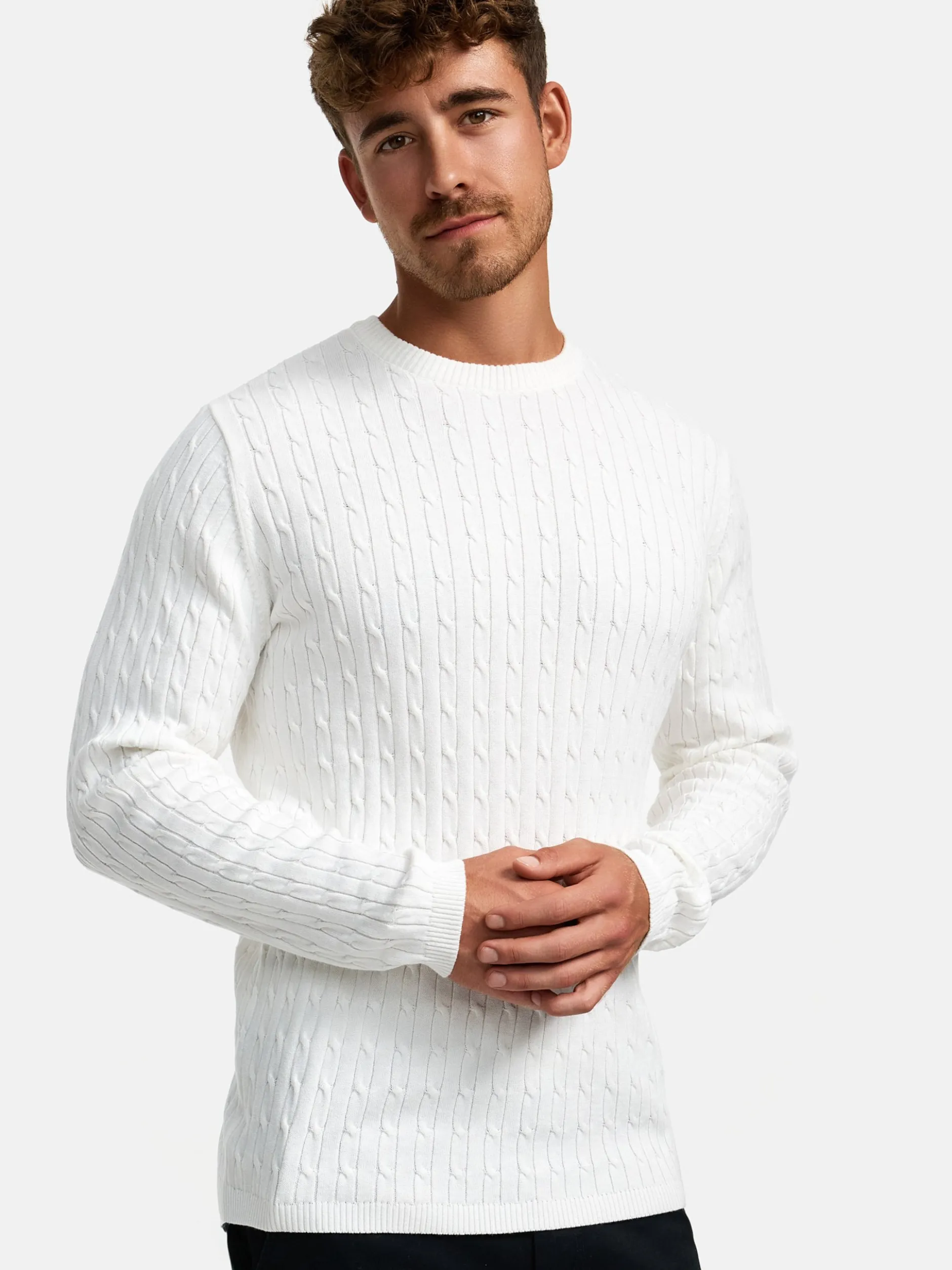 Kronstadt Herren Strickpullover - KSCable in weiß