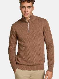 Kronstadt Herren Strickpullover - KSCarlo Half-Zip in braun