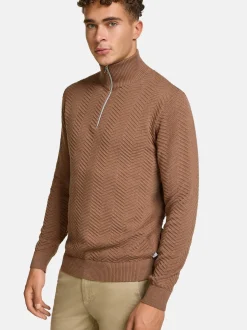 Kronstadt Herren Strickpullover - KSCarlo Half-Zip in braun