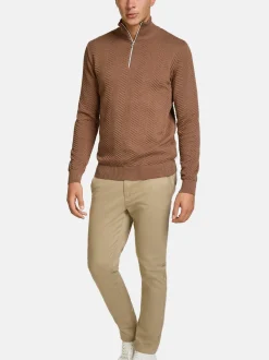 Kronstadt Herren Strickpullover - KSCarlo Half-Zip in braun