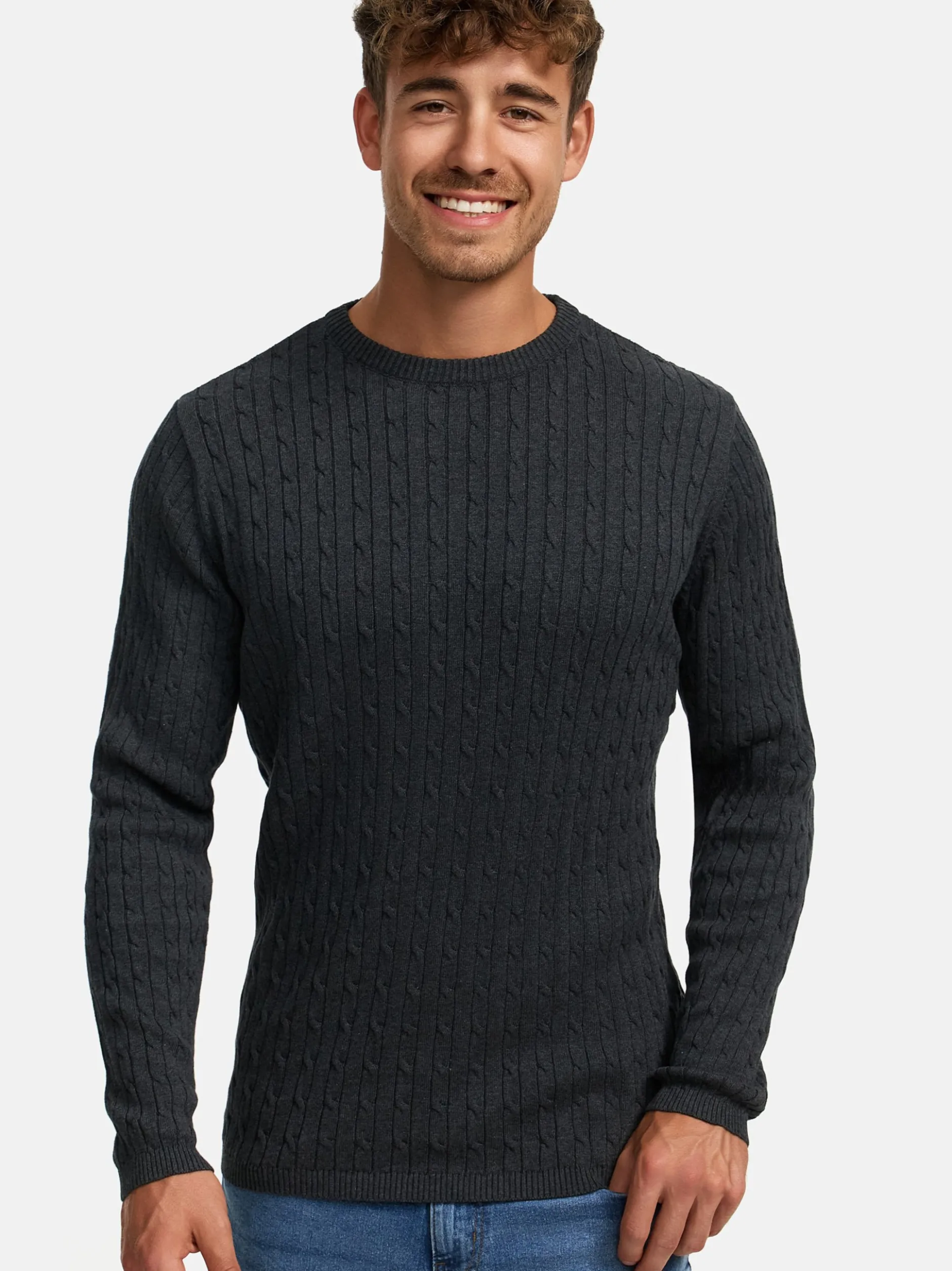 Kronstadt Herren Strickpullover - KSCable in anthrazit