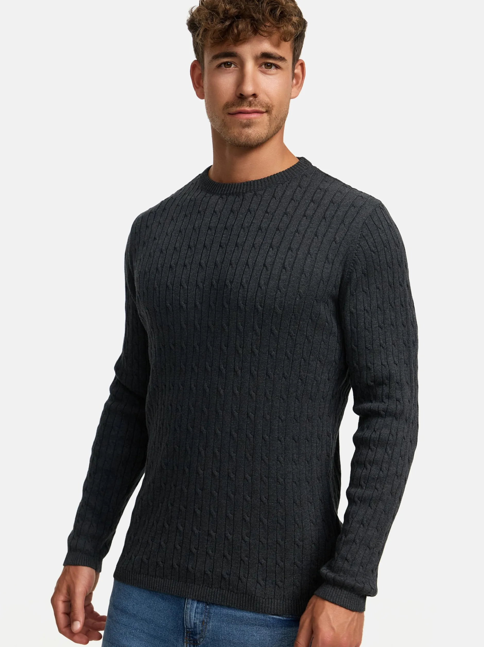 Kronstadt Herren Strickpullover - KSCable in anthrazit