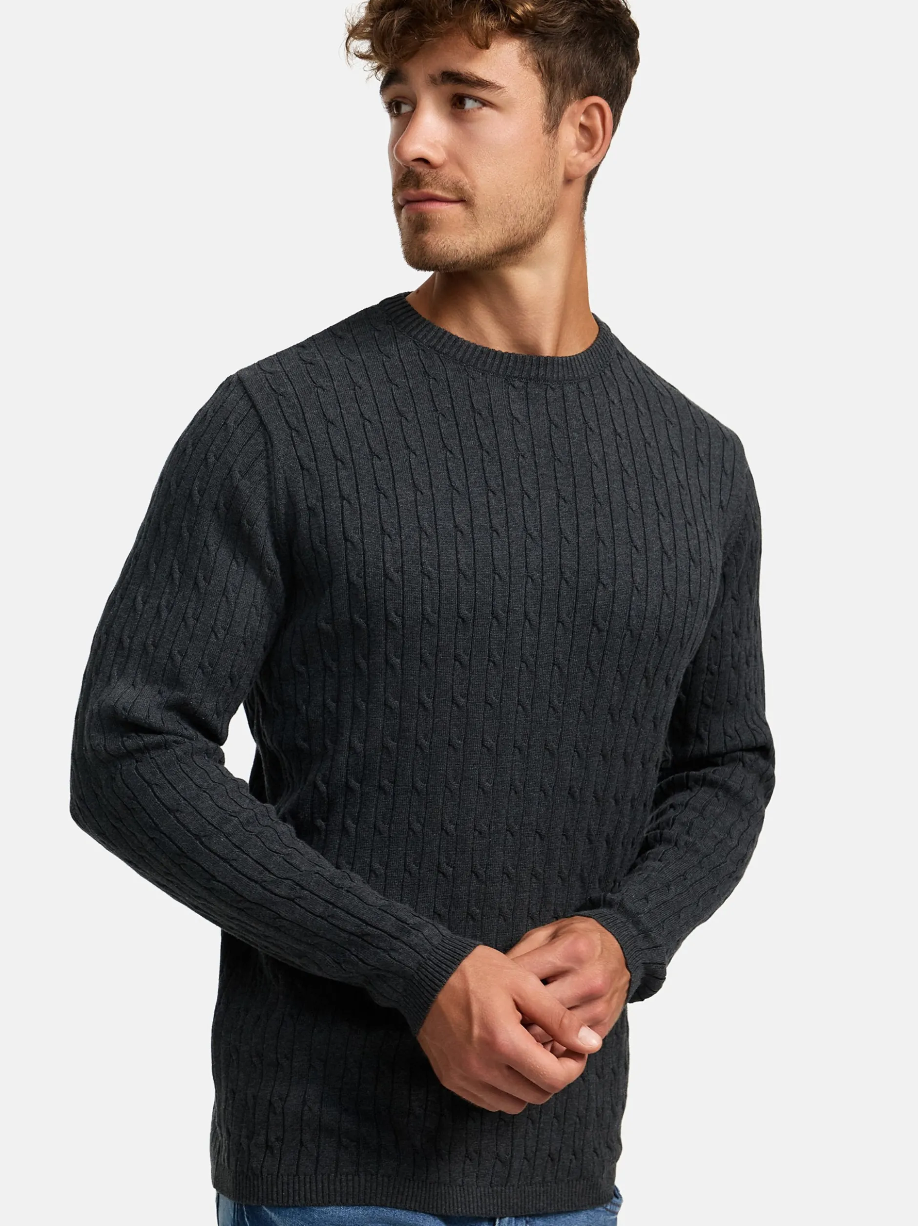 Kronstadt Herren Strickpullover - KSCable in anthrazit