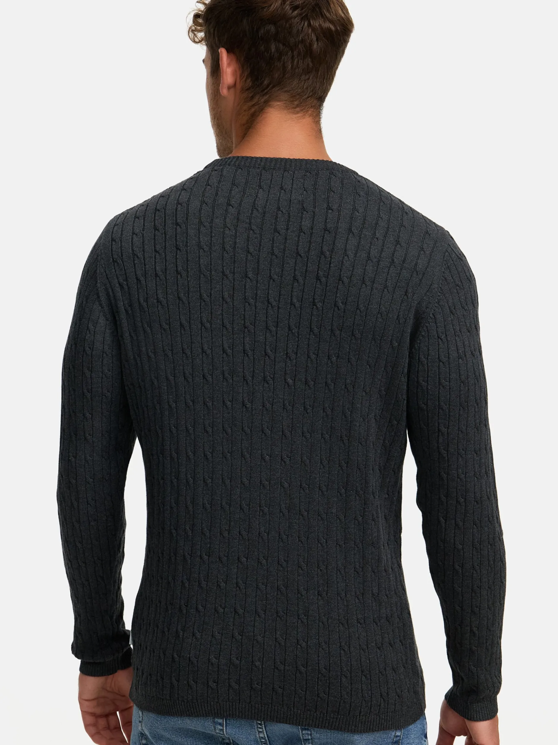 Kronstadt Herren Strickpullover - KSCable in anthrazit