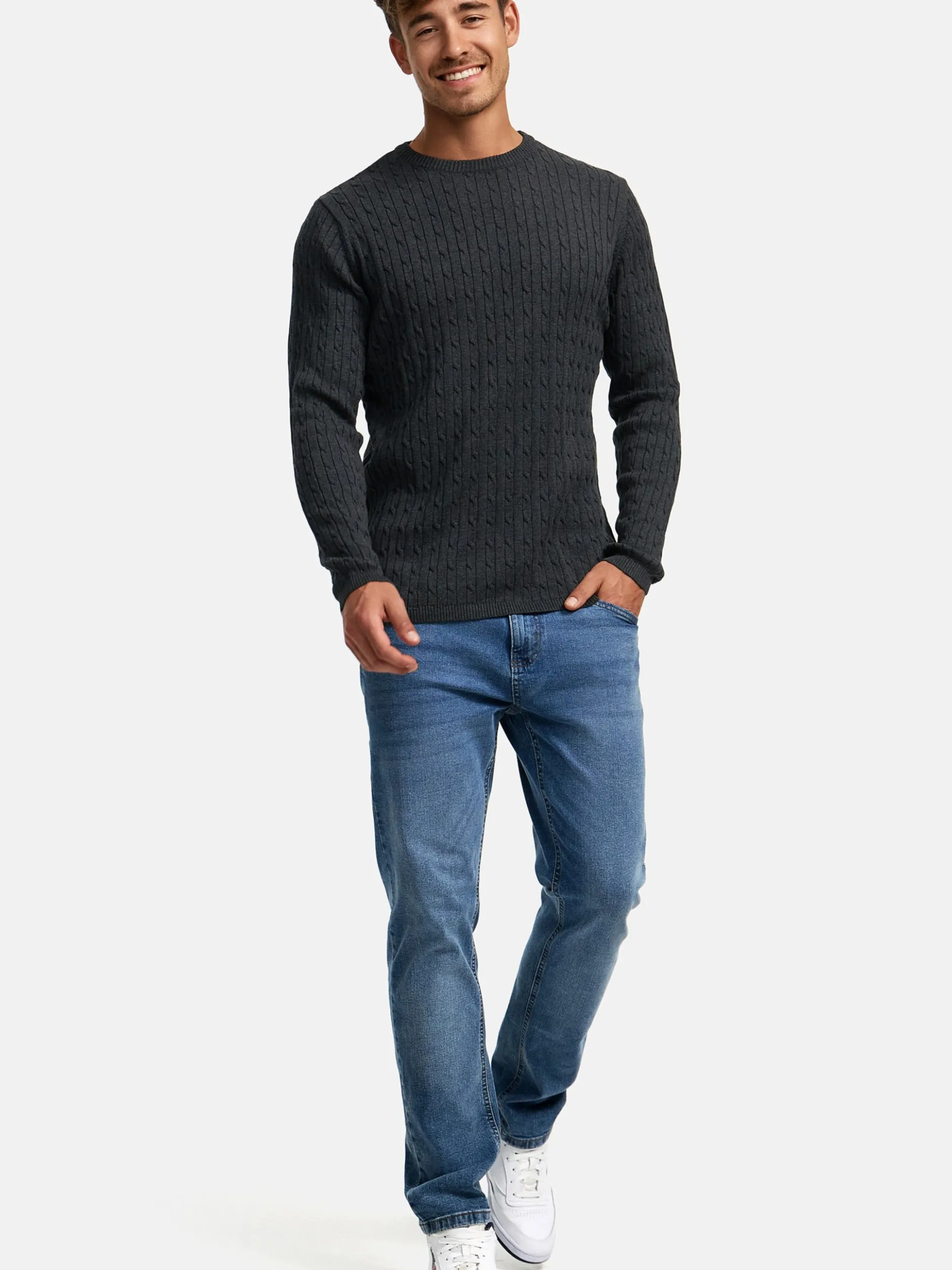 Kronstadt Herren Strickpullover - KSCable in anthrazit
