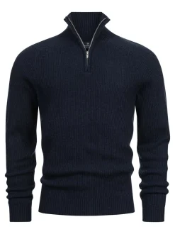 Kronstadt Herren Strickpullover - KSDorsey half zip knit in blau