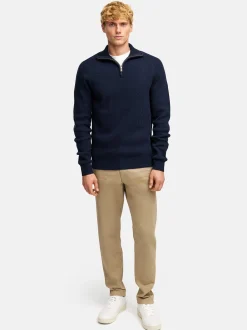 Kronstadt Herren Strickpullover - KSDorsey half zip knit in blau